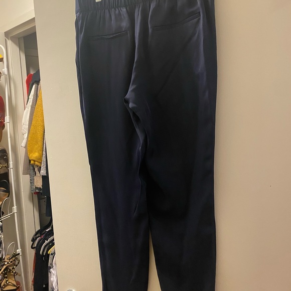 Theory women’s cropped 100% silk pants size 6 NAVY - Picture 6 of 8